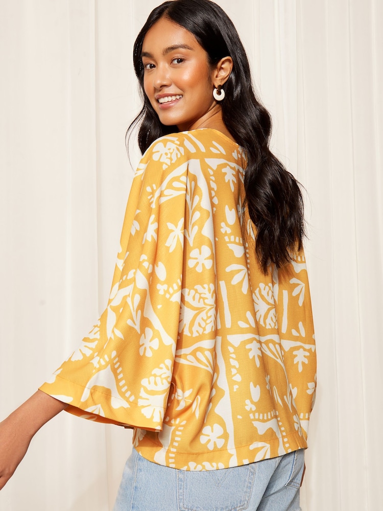 Friends Like These Yellow 3/4 Sleeve Button Through Blouse - Image 4 of 4 Friends Like These Yellow 3/4 Sleeve Button Through Blouse - Image 4 of 4