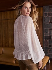 Friends Like These White Long Sleeve High Neck Ruffle Front Blouse - Image 4 of 4