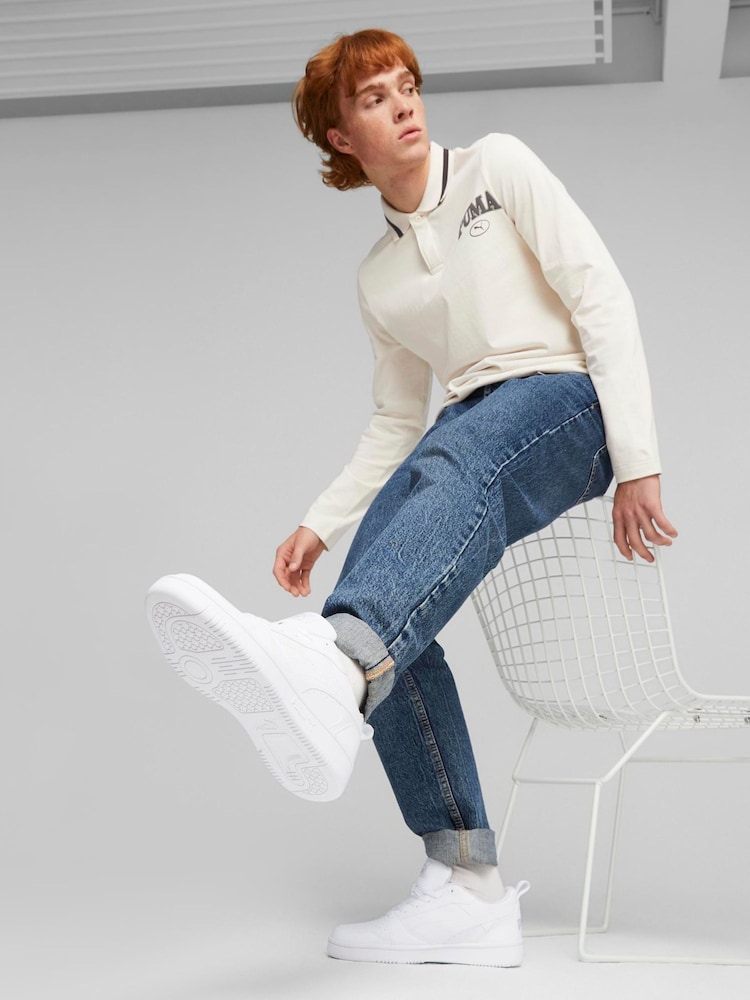 Puma White Mens Rebound V6 Low Sneakers Trainers - Image 8 of 8 Puma White Mens Rebound V6 Low Sneakers Trainers - Image 8 of 8