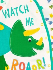 Harry Bear White Dinosaur Watch Me Roar 100% Cotton Sleepsuit - Image 2 of 3