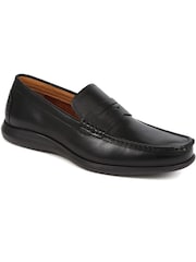 Pavers Black Slip-On Leather Loafers - Image 2 of 5