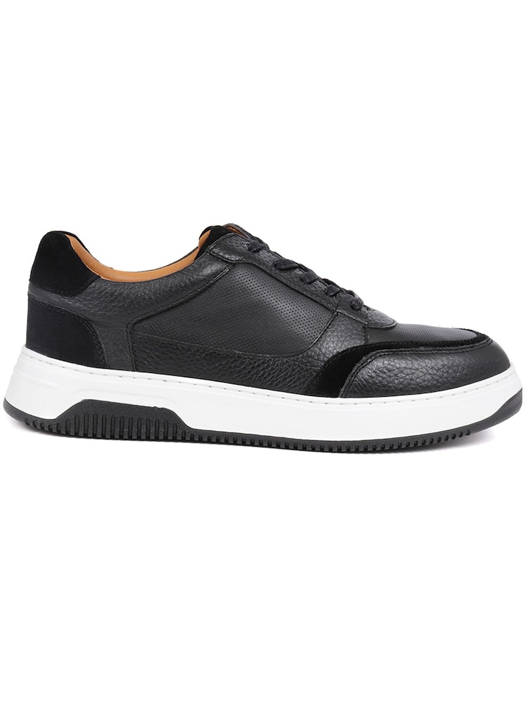 Pavers Black Lace-Up Leather Trainers - Image 1 of 5