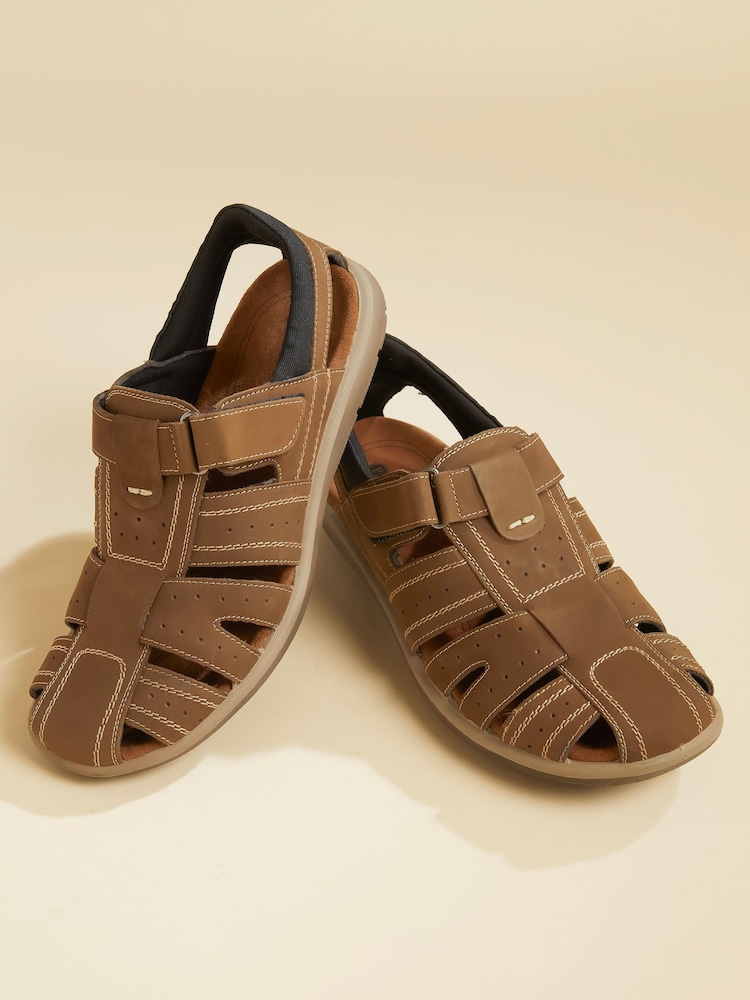Pavers Brown Pavers Leather Touch Fastening Brown Sandals - Image 1 of 6 Pavers Brown Pavers Leather Touch Fastening Brown Sandals - Image 1 of 6