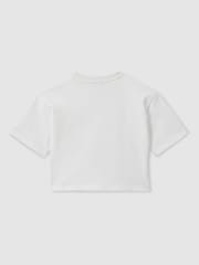 Reiss Ivory Cassy 9-13 yrs Oversized Cotton Crew-Neck T-Shirt - Image 4 of 5