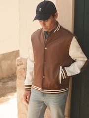 Reiss Tobacco/Ecru Almo Ché Satin Effect Embroidered Bomber Jacket - Image 1 of 5