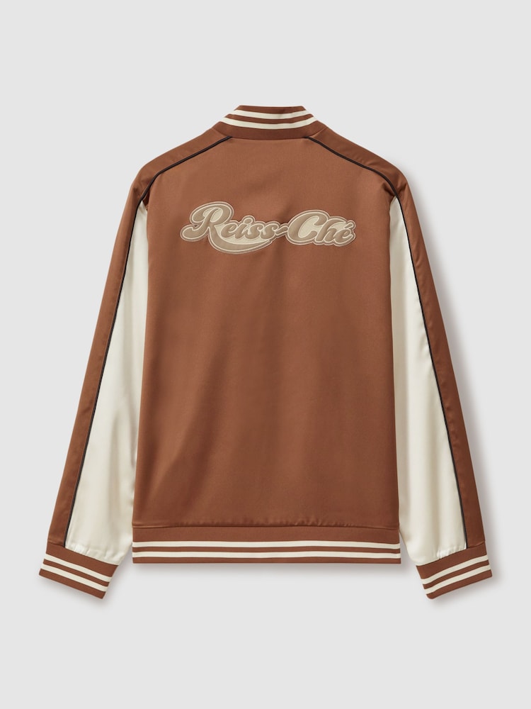 Reiss Almo Ché Satin Effect Embroidered Bomber Jacket - Image 3 of 5