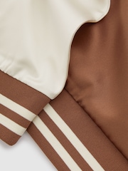 Reiss Tobacco/Ecru Almo Ché Satin Effect Embroidered Bomber Jacket - Image 4 of 5