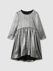 Reiss Silver Joy 13-14 yrs Metallic Fit and Flare Dress - Image 1 of 4