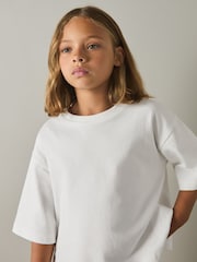 Reiss Ivory Cassy 4-9 yrs Oversized Cotton Crew-Neck T-Shirt - Image 1 of 5