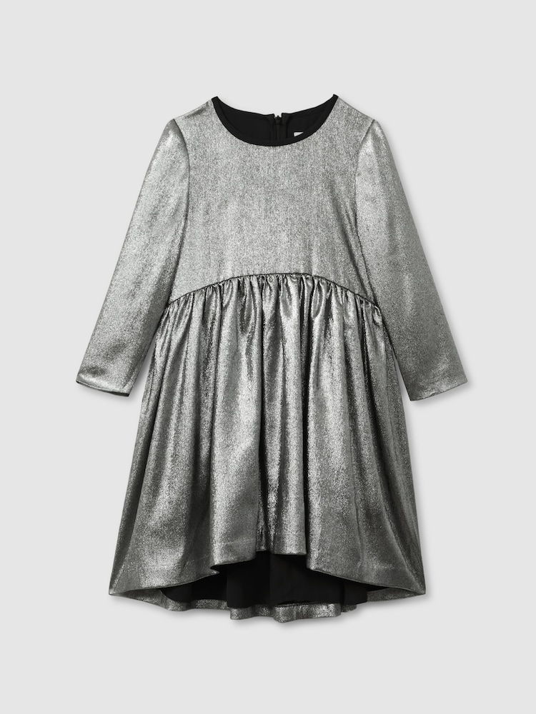 Reiss Silver Joy 4-9 yrs Metallic Fit and Flare Dress - Image 2 of 4