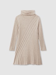 Reiss Oatmeal Cady 4-9 yrs Knitted Roll Neck Dress - Image 2 of 4