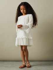 Reiss Ivory Zadie 4-9 yrs Lace Flared Sleeve Dress - Image 1 of 4