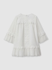 Reiss Ivory Zadie 4-9 yrs Lace Flared Sleeve Dress - Image 2 of 4