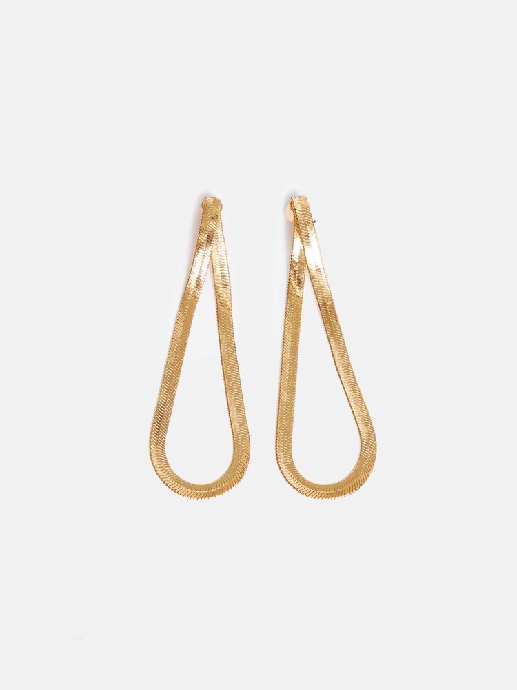 Jigsaw Gold Plated Snake Chain Loop Earrings - Image 1 of 4
