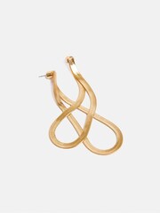 Jigsaw Gold Plated Snake Chain Loop Earrings - Image 2 of 4