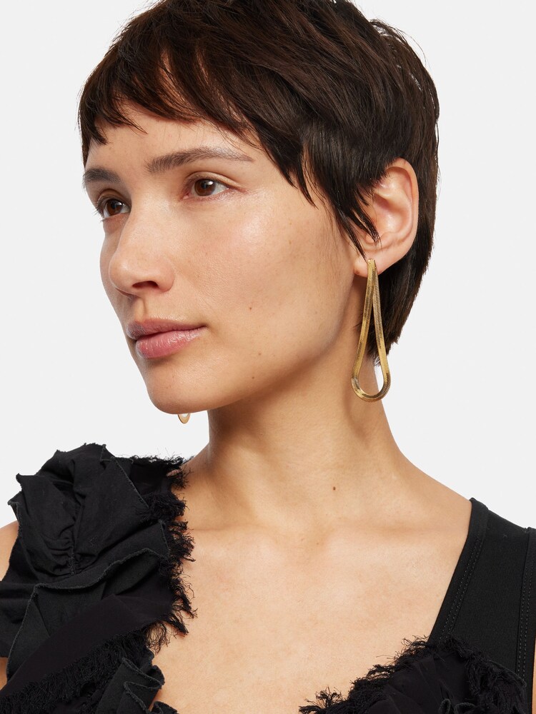 Jigsaw Gold Plated Snake Chain Loop Earrings - Image 4 of 4