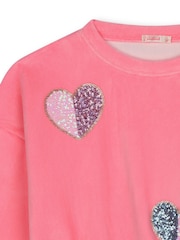 Billieblush Pink Sequin Heart Print Fleece Sweatshirt - Image 5 of 5