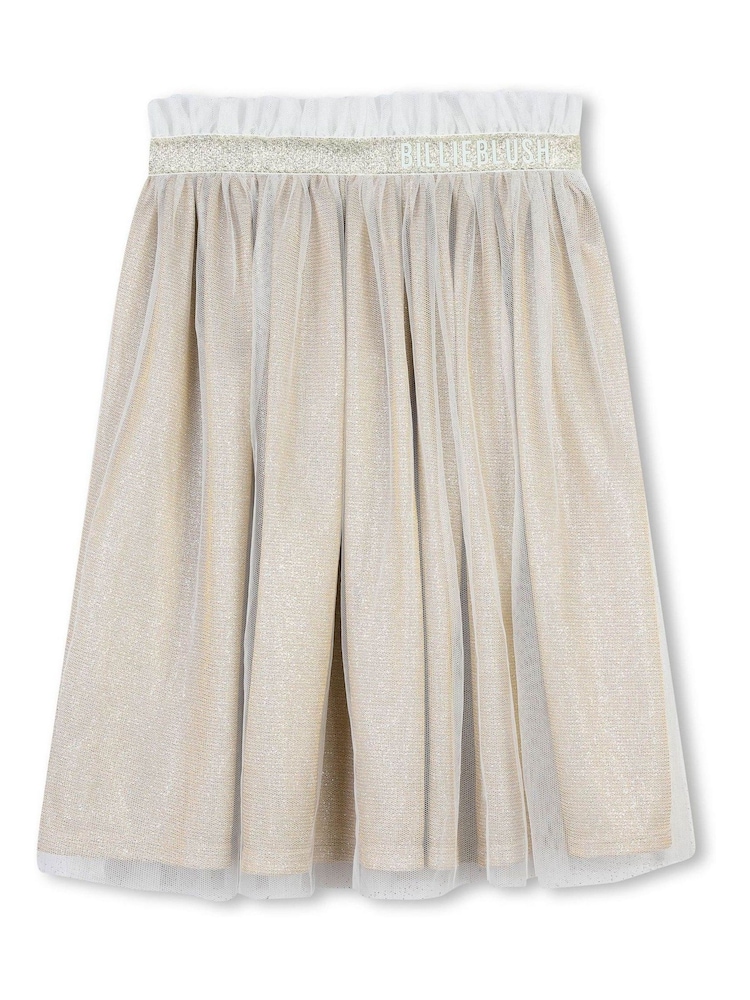 Billieblush Gold 2-layer Glitter Mesh Midi Skirt - Image 3 of 3 Billieblush Gold 2-layer Glitter Mesh Midi Skirt - Image 3 of 3