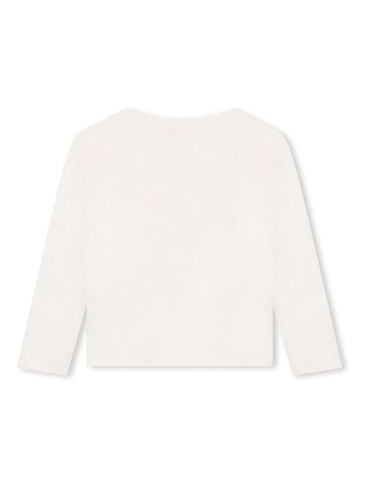 Billieblush Sequin Heart Long Sleeve 100% Cotton White T-Shirt - Bild 2 von 2