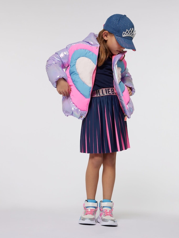Billieblush Oversized Purple Heart Print Hooded Puffer Coat - Image 1 of 3 Billieblush Oversized Purple Heart Print Hooded Puffer Coat - Image 1 of 3