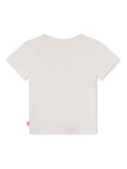 Weiß - Billieblush Kurzarm-T-Shirt mit Glitzerdesign, Herz und Logo aus 100 % Baumwolle - Bild 2 von 3