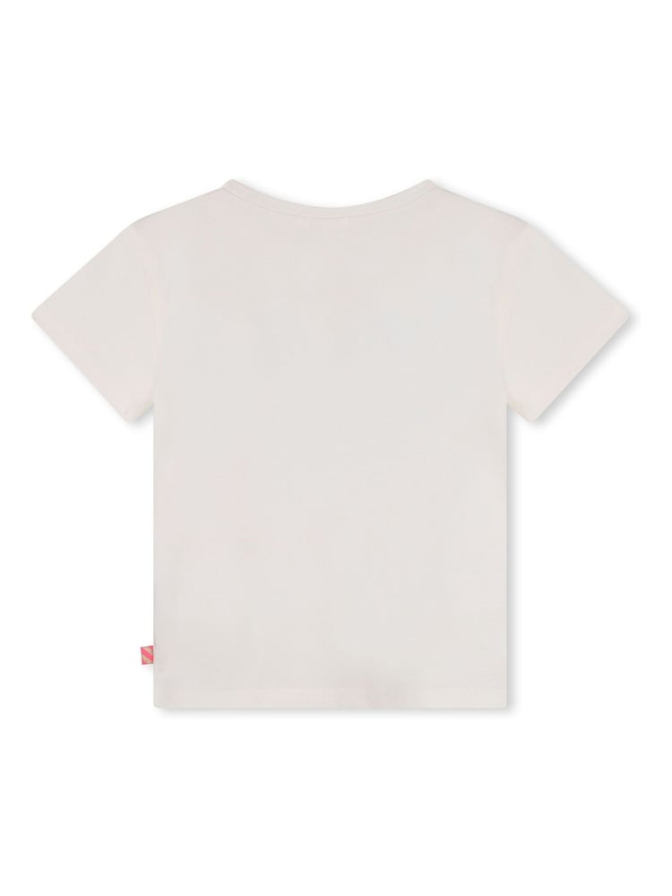 Weiß - Billieblush Kurzarm-T-Shirt mit Glitzerdesign, Herz und Logo aus 100 % Baumwolle - Bild 2 von 3