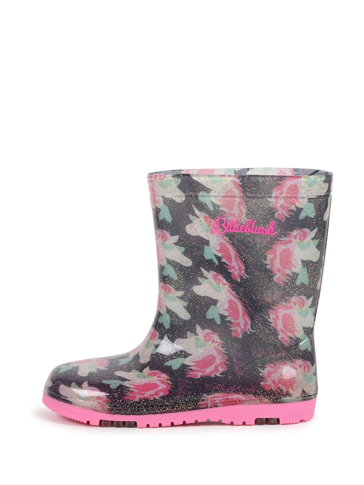 Billieblush Pink Floral Print Wellies - Image 2 of 7
