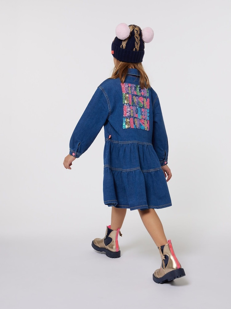 Billieblush Blaues Jeanshemdkleid mit Logo-Print auf der Rückseite - Bild 2 von 4