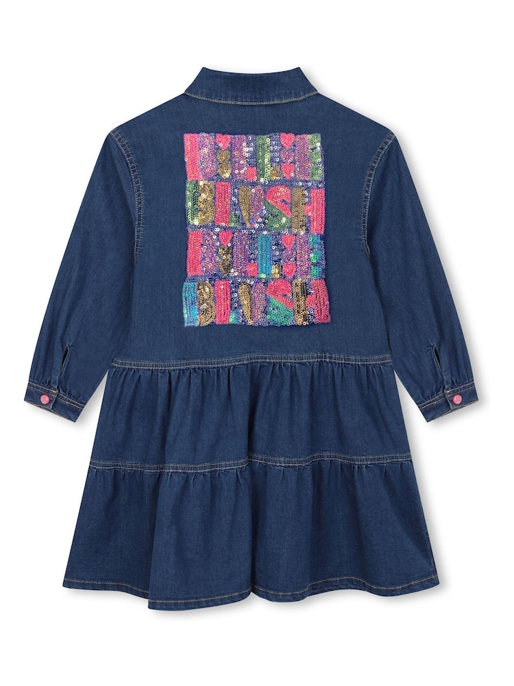 Billieblush Blaues Jeanshemdkleid mit Logo-Print auf der Rückseite - Bild 4 von 4