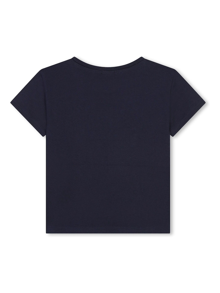 Billieblush 100% Cotton Glitter Heart Logo Print Short Sleeve T-Shirt - Image 2 of 2 Billieblush 100% Cotton Glitter Heart Logo Print Short Sleeve T-Shirt - Image 2 of 2
