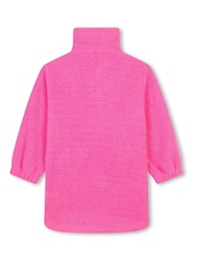 Billieblush Pink Quauter Zip Fluffy Textured Jumper Dress With Front Pocket - Image 3 of 3