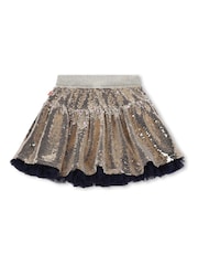 Billieblush Gold Glitter Sequin Mesh Lined Party Skirt - Image 2 of 4