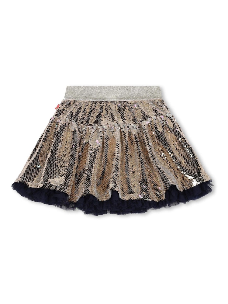 Billieblush Gold Glitter Sequin Mesh Lined Party Skirt - Image 2 of 4
