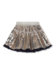 Billieblush Gold Glitter Sequin Mesh Lined Party Skirt - Image 3 of 4