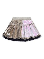 Billieblush Gold Glitter Sequin Mesh Lined Party Skirt - Image 4 of 4