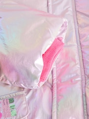 Billieblush Iridescent Metalic Logo Hooded Puffer Coat - Image 5 of 5
