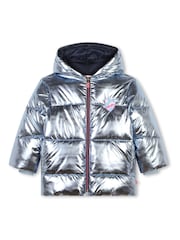 Billieblush Iridescent Metalic Logo Hooded Puffer Coat - Image 1 of 2