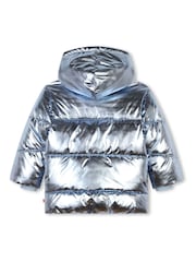 Billieblush Iridescent Metalic Logo Hooded Puffer Coat - Image 2 of 2