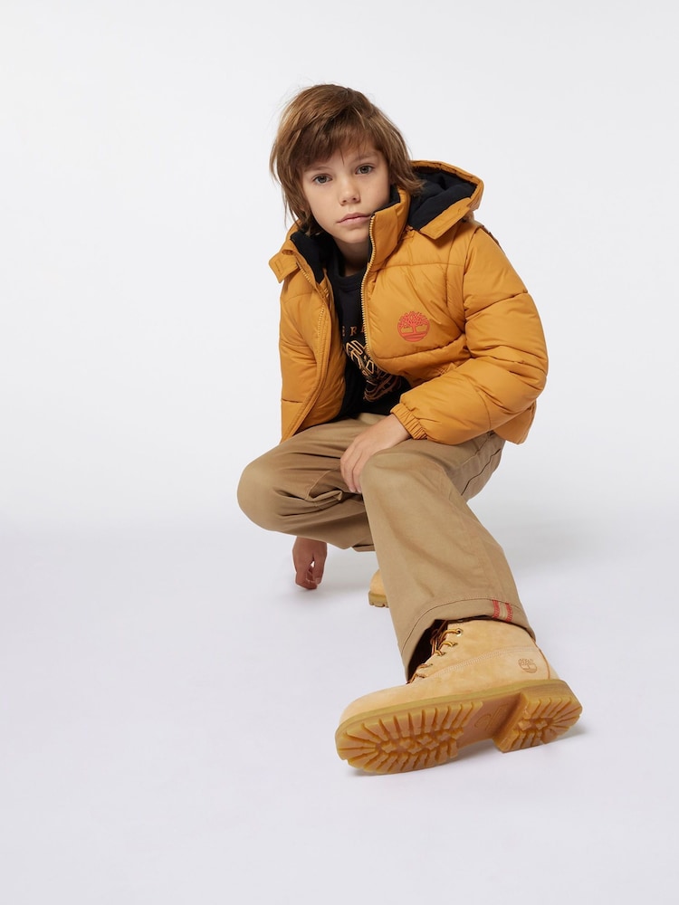Timberland Yellow 2 in 1 Padded Coat and Gilet With Back Print - Image 1 of 8