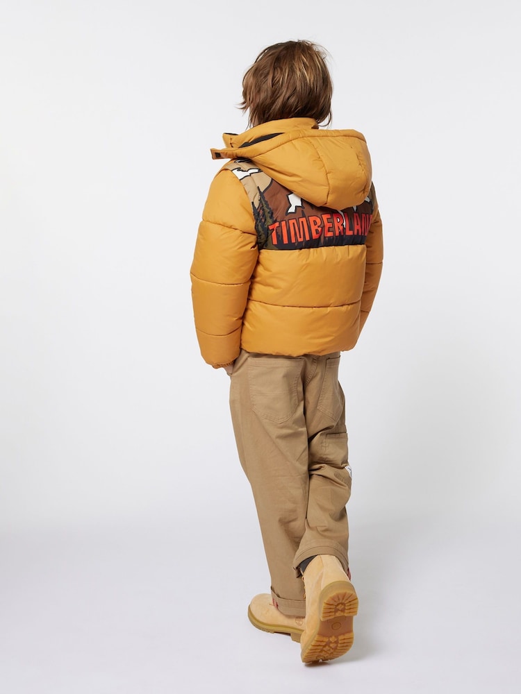 Timberland Yellow 2 in 1 Padded Coat and Gilet With Back Print - Image 2 of 8
