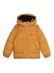 Timberland Yellow 2 in 1 Padded Coat and Gilet With Back Print - Image 5 of 8