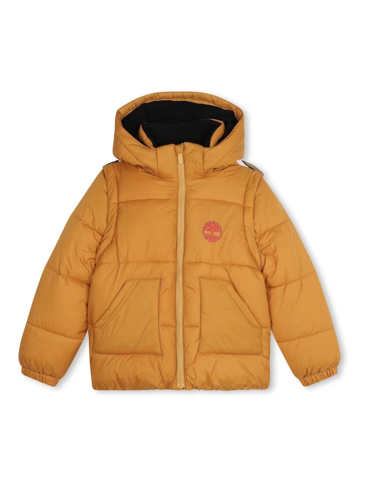 Timberland Yellow 2 in 1 Padded Coat and Gilet With Back Print - Image 5 of 8