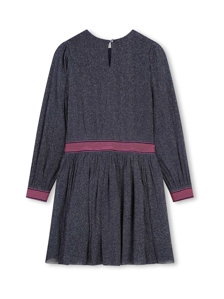 Billieblush Blue Glitter Long Sleeve Mesh Dress - Image 2 of 3