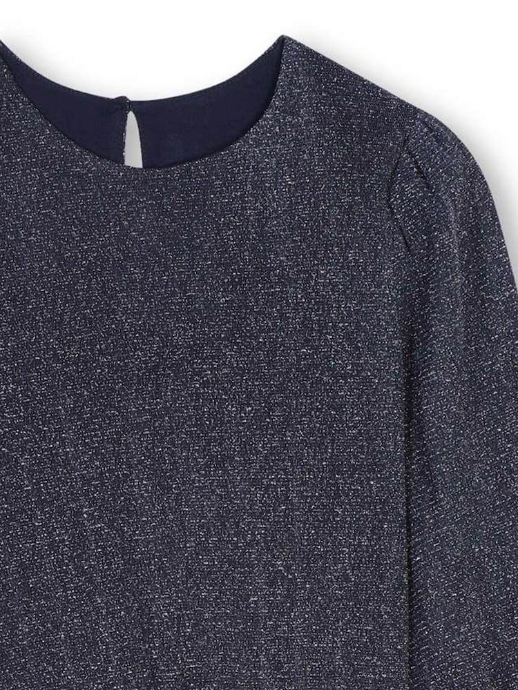 Billieblush Blue Glitter Long Sleeve Mesh Dress - Image 3 of 3