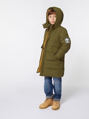 Timberland Green Hooded Longline Puffer Coat - Image 1 of 7