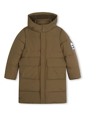 Timberland Green Hooded Longline Puffer Coat - Image 4 of 7