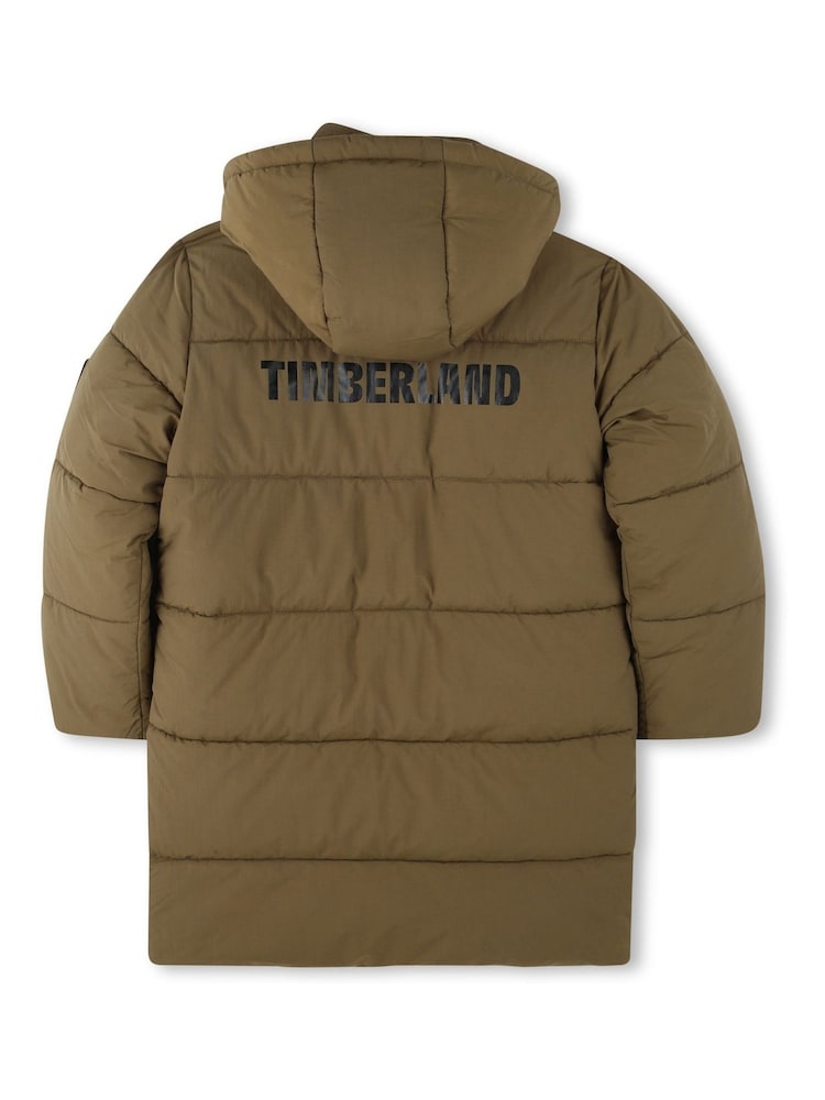 Timberland Green Hooded Longline Puffer Coat - Image 5 of 7