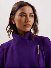 Ted Baker Purple Rose Midi Length Belted Wool Wrap Coat - Image 2 of 6