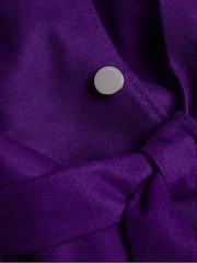 Ted Baker Purple Rose Midi Length Belted Wool Wrap Coat - Image 3 of 6
