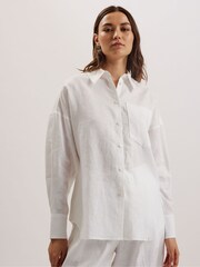 Ted Baker White Toloca White Oversized Linen Shirt - Image 2 of 5